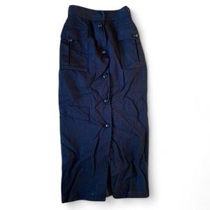 Vintage Navy Blue Michael Kors Maxi Wool Skirt